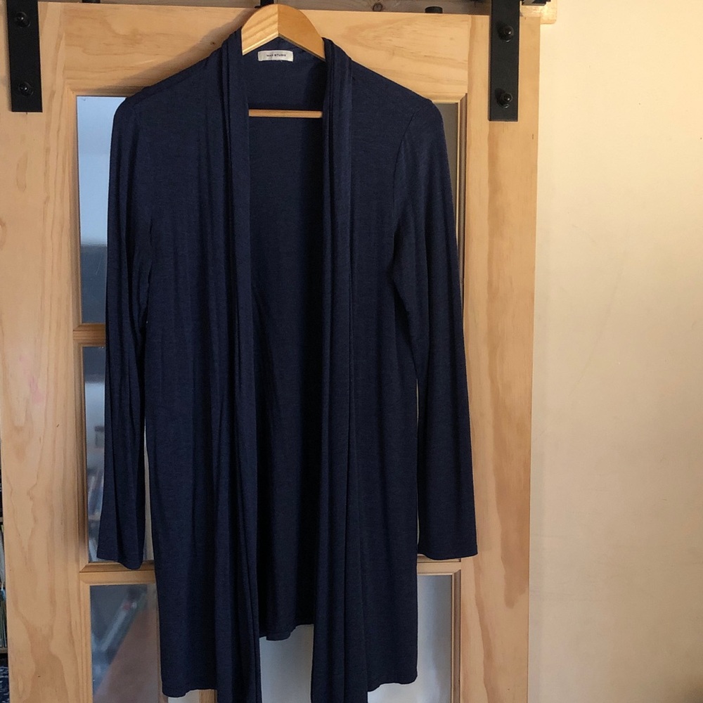 Max Studio Deep Blue Draped Cardigan